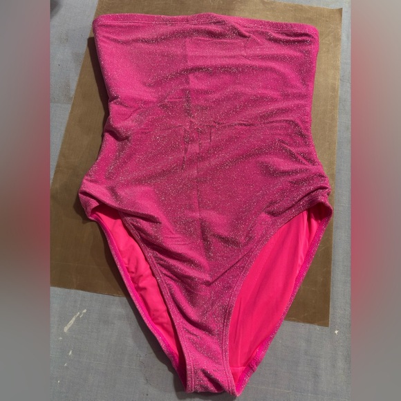 Good American Other - Good American Glitter Strapless One-Piece Swimsuit - Bright Pink